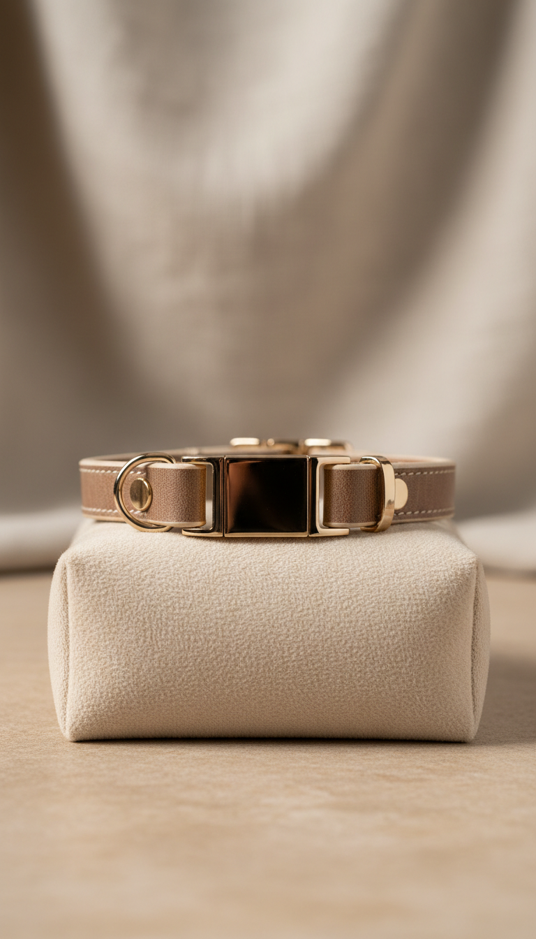 Champagne Collar Stainless Steel & Leather Cat Collar