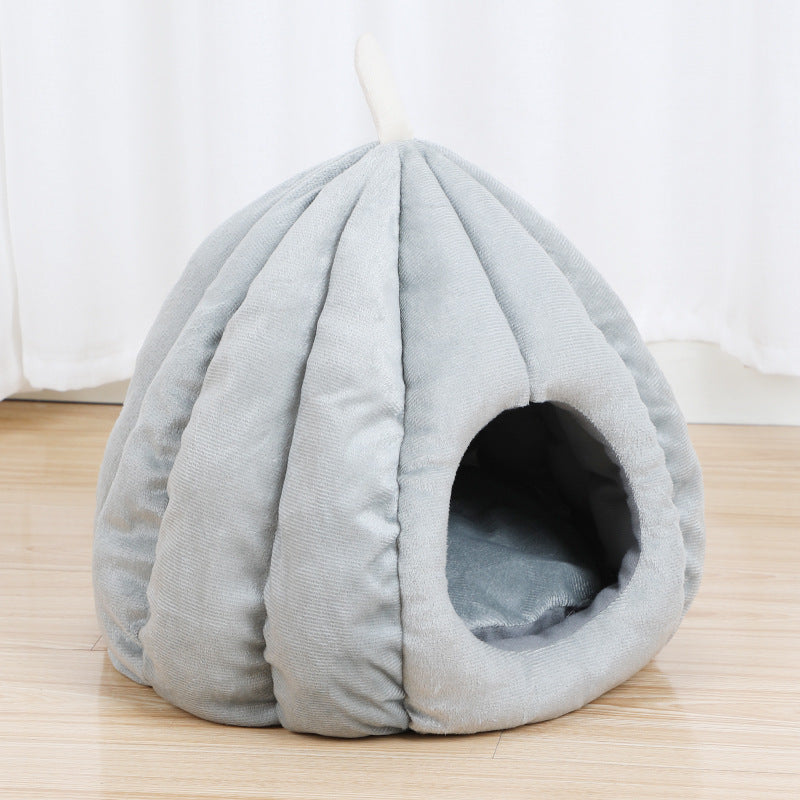 Gray pumpkin cat bed studio photo