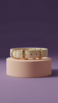 Cream Leather Pet Collar