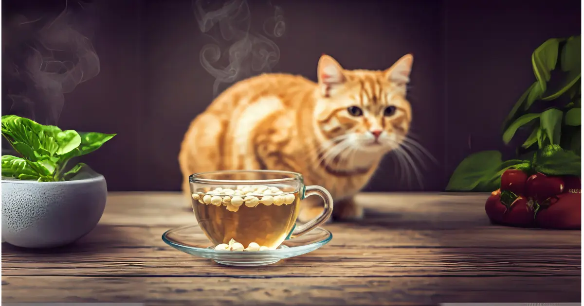 Natural Treatments for Cat Allergies And Home Remedies 2 Cat sitting next to streaming cup of tea