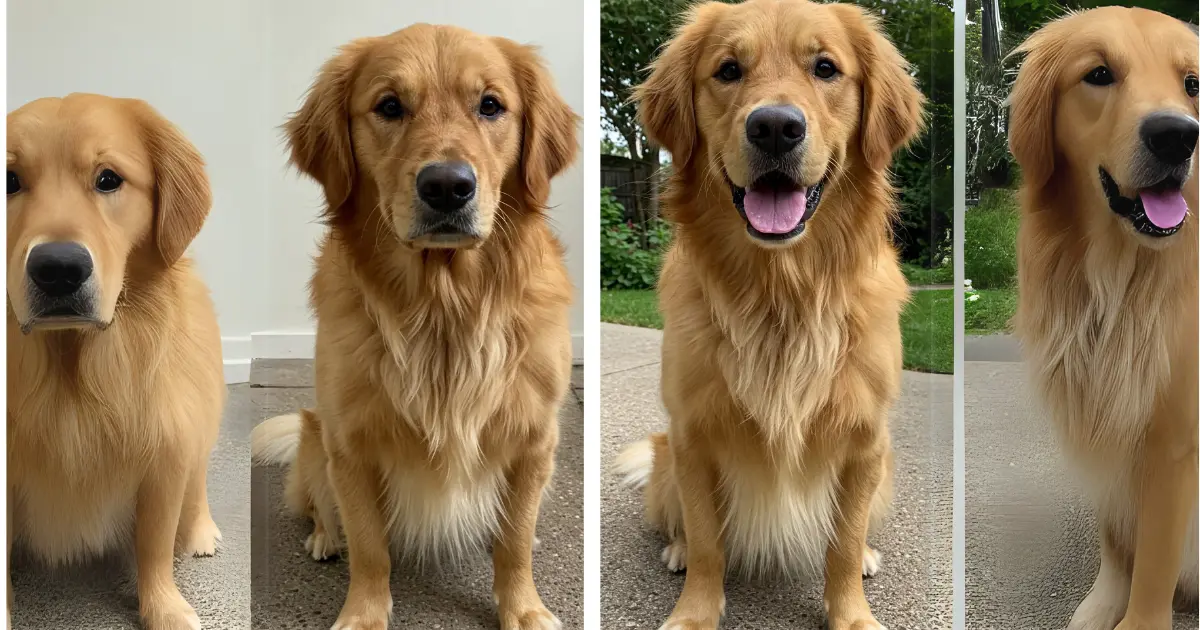 The Benefits of Natural Dog Food: A Healthier Option for Your Pup 4 Before and after images of a Golden Retriever showing improved coat and appearance after a healthy diet.
