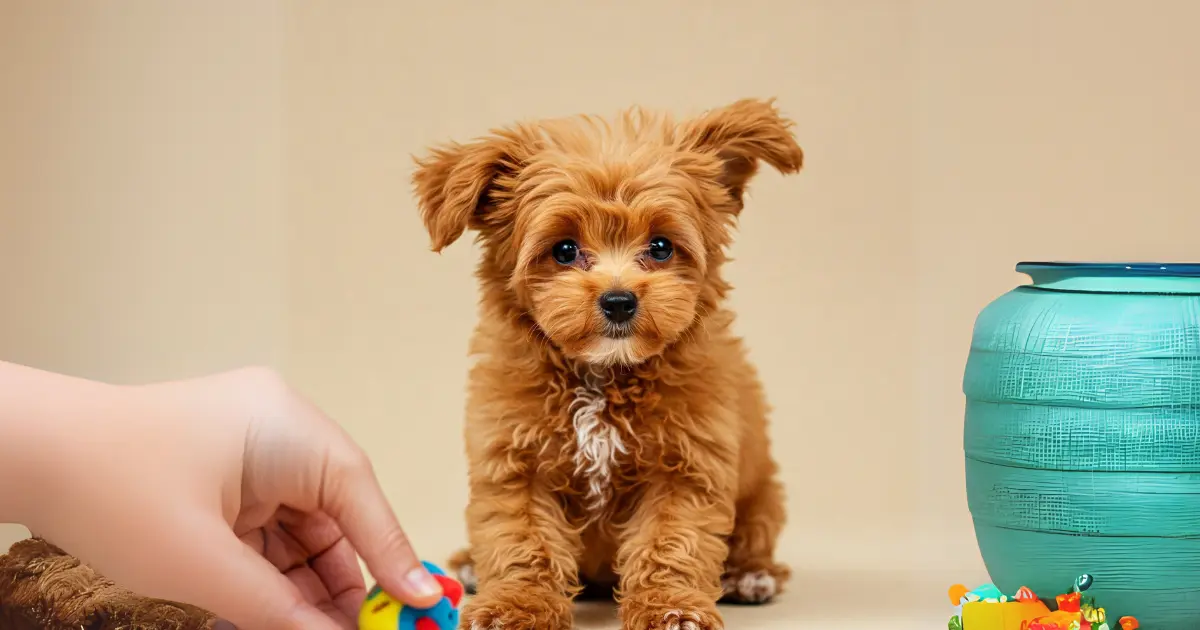 Whippet Poodle Miniature Cross: The Perfect Mix of Speed and Smarts 3 Whippet Poodle Miniature Cross puppy playing with toys, showing its playful and curious nature.