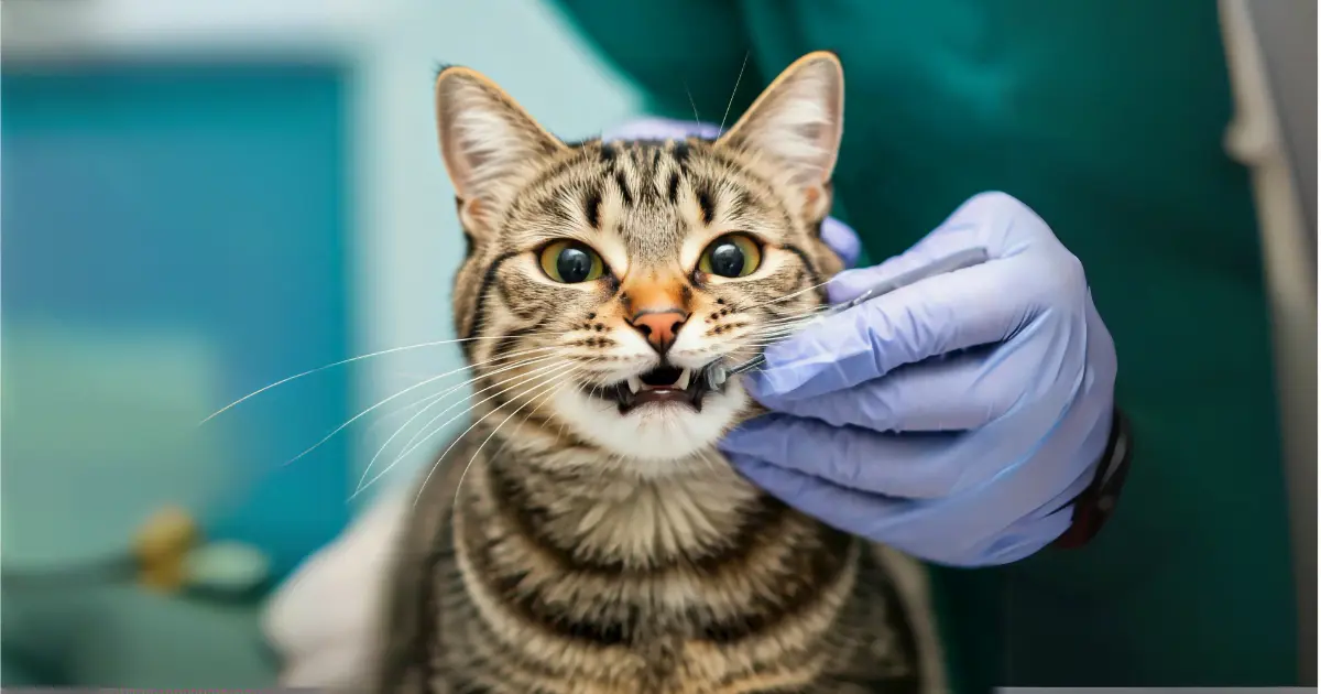 "How to Clean Cat Teeth: Essential Tips for a Healthy Smile" 2 cat being examined at vet clinic