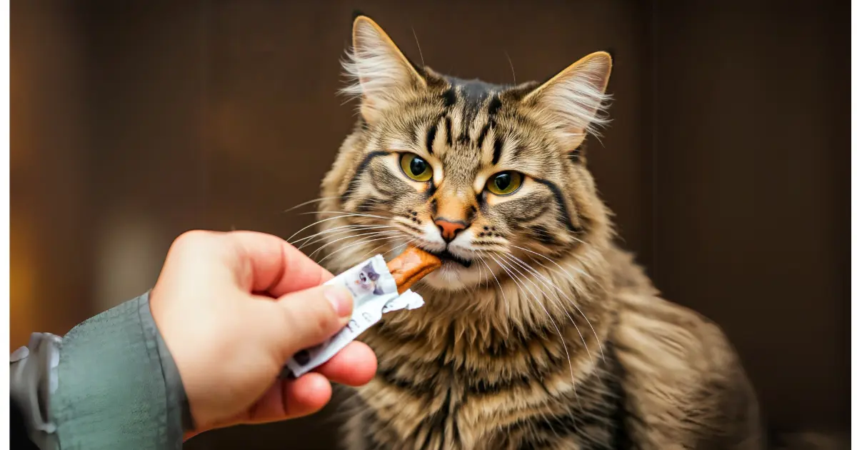 Cat Nutrition Basics for Beginners: A Complete Guide to Healthy Diet Choices 2 cat eating cat treat with human hand