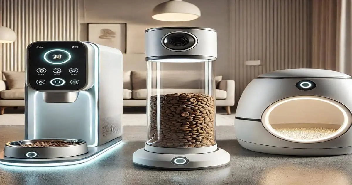 A New Concept of Pet Technology: Enhancing Your Pet's Life 1 pet automatic food dispenser and self-cleaning litter box.